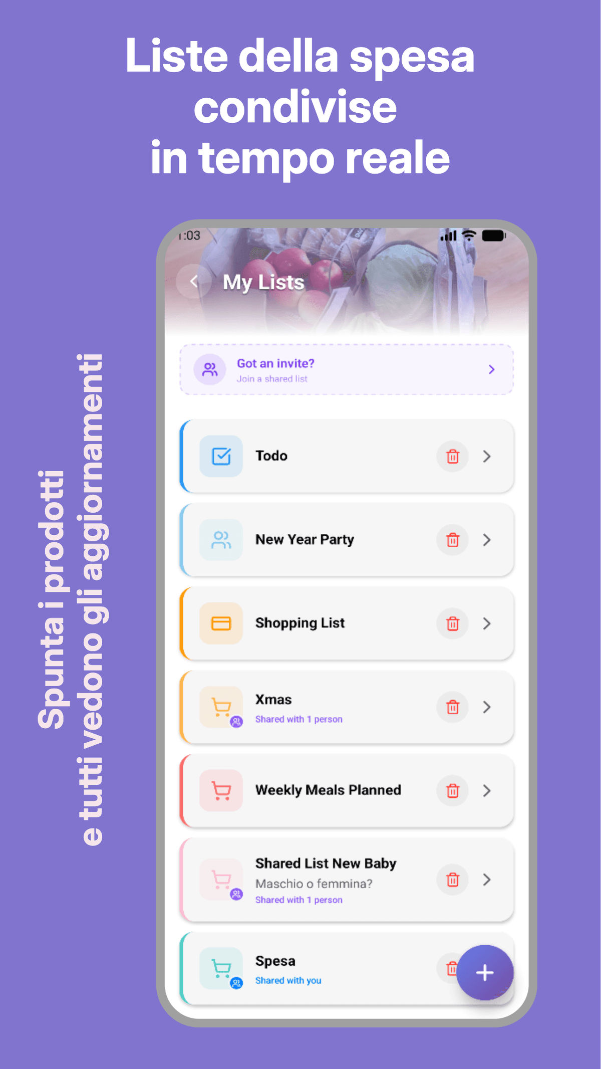 Liste della spesa condivise